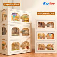 【Clearance】RaybeeFurniture 1/2/3/4/5 Pack Plastic Storage Bin with Lid, Stackable Storage Containers with Wheels, Folding...