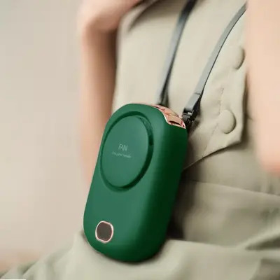 USB Rechargeable Neck Fan for Summer, Portable Mini Hanging Neck Fan with Power Display, Lanyard Design Mute Bladeless Fan f...