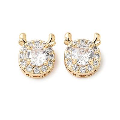 Brass Micro Pave Cubic Zirconia Beads