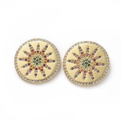 Brass Micro Pave Colorful Cubic Zirconia Pendants