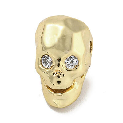 Brass Micro Pave Clear Cubic Zirconia Beads
