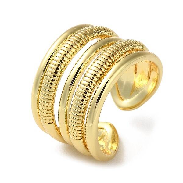 Rack Plating Brass Multi Lines Open Cuff Rings
