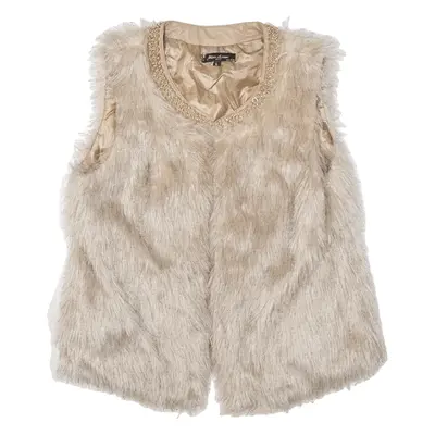 MISS CHARM Faux Fur Gilet Beige 90s Womens L