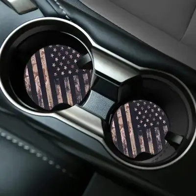 Multipurpose Car Coaster, 2 Counts American Flag Pattern Car Cup Holder Coaster, Universal Car Interior Decoration Accessorie...