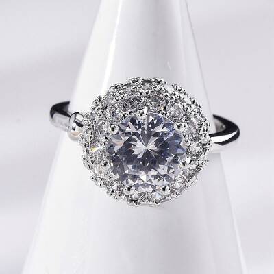 Brass Micro Pave Clear Cubic Zirconia Finger Rings for Women