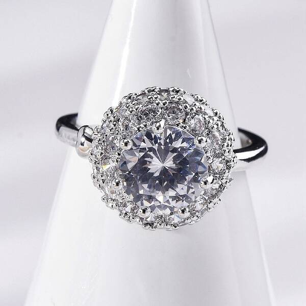 Brass Micro Pave Clear Cubic Zirconia Finger Rings for Women