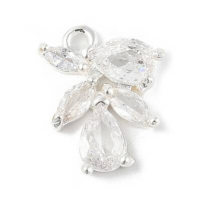 Brass Micro Pave Clear Cubic Zirconia Charms