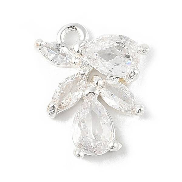 Brass Micro Pave Clear Cubic Zirconia Charms