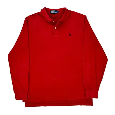 Ralph Lauren Long Sleeve Polo Shirt - Large Red Cotton