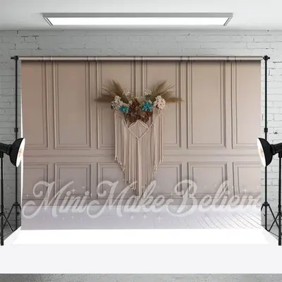 Classic Light Grey Luxury Tassel Boho Photo Backdrop - Aperturee