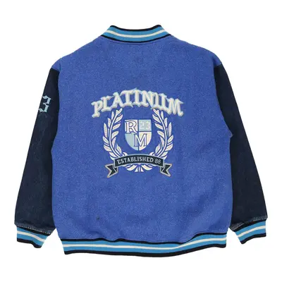 Platinum Rock Man Embroidered Varsity Jacket - XL Blue Cotton