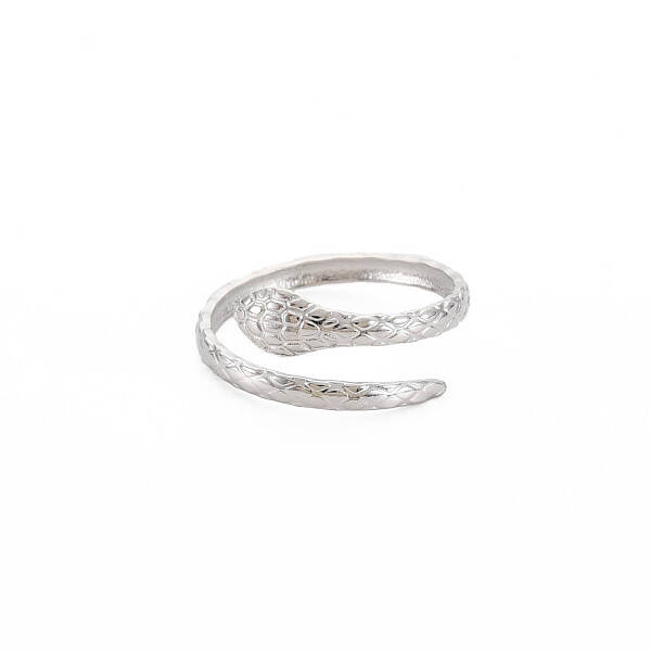 Non-Tarnish 304 Stainless Steel Snake Open Cuff Ring for Women