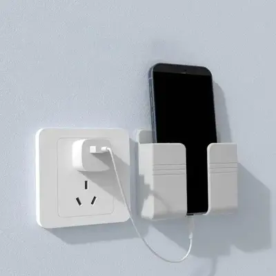 Wall Mounted Phone Holder, 1 Count Self-adhesive Punch-free Phone Socket Holder, Multifunctional Storage Rack, Easy-installat...