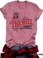 Women's Letter Print Round Neck Tee, Vintage Trendy Casual Short Sleeve T-shirt for Daily Wear, Ladies Summer Top, Tshirt, Wo...