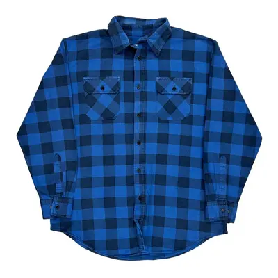 Dickies Checked Flannel Shirt - Large Blue Cotton Blend | Size: large
