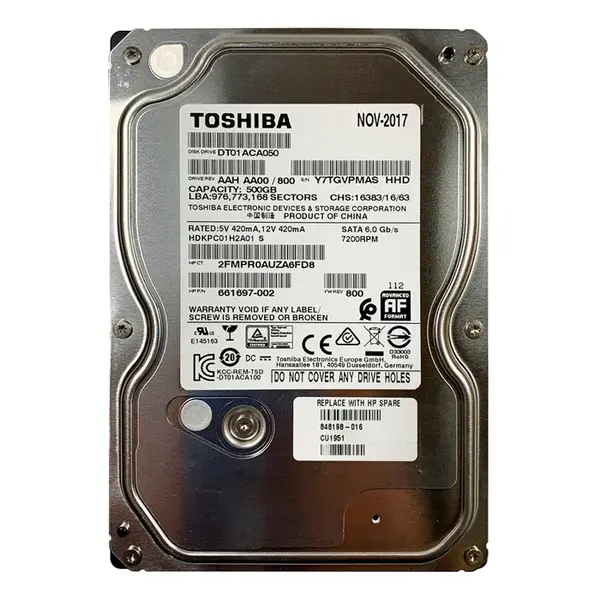 661697-002 HP 500GB 7200RPM SATA 6Gb/s 32MB Cache (512e) LFF 3.5-inch Hard Drive