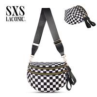Black and White Checkered Nylon Bum Bag Plus Size Friendly Fanny Pack  - Spacious Design for Essentials - MORE COLORS! great ...