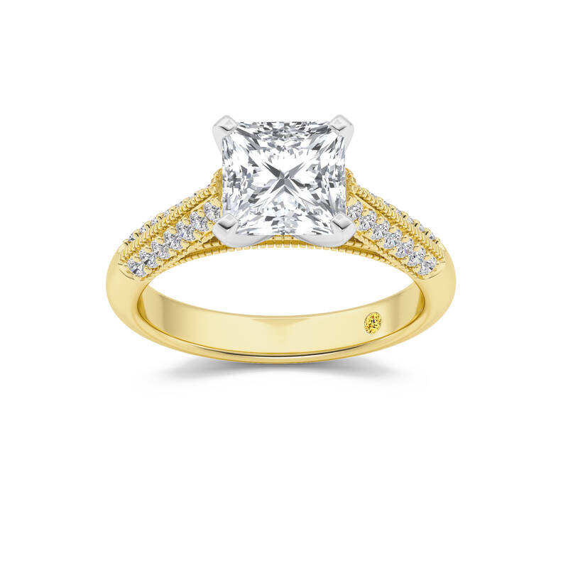 Storm Knife Edged Cathedral Princess Cut Lab Grown Diamond Engagement Ring | 10K Yellow Gold 4 1/3 CT. TW.