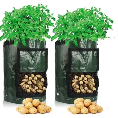 Potato Planting Bag, 2 Counts Multifunctional Planting Bag with Handle, Gardening Accessories, Planting Pots for Onion, Fruit...
