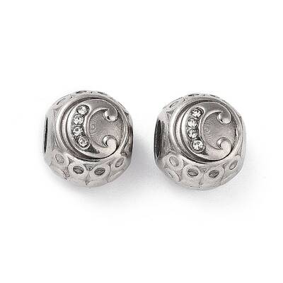 304 Stainless Steel Rhinestone European Beads