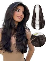 22 Inch Long Straight Clip-in Hair Extension, 4-clip Layered V-shaped Inner Buckle One-piece Seamless Invisible Hair Extensio...
