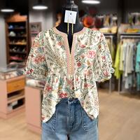 Cherrybetty Vintgae Floral Print Puff Sleeve Top