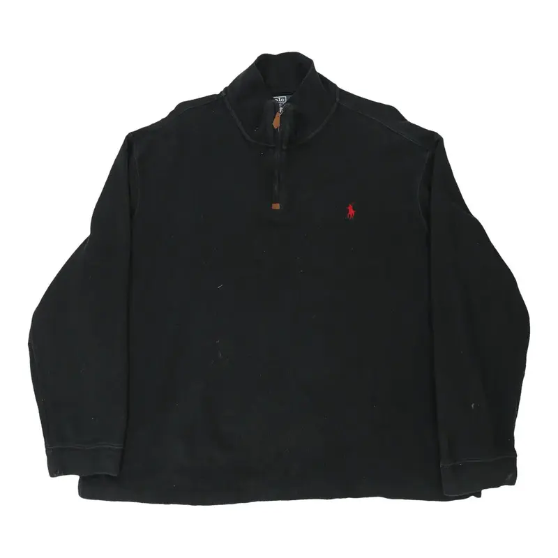 Ralph Lauren 1/4 Zip - 2XL Black Cotton