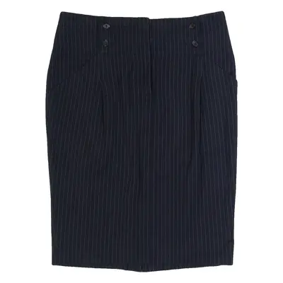 REISS Womens Straight Skirt Blue Knee Length Wool Striped UK 10