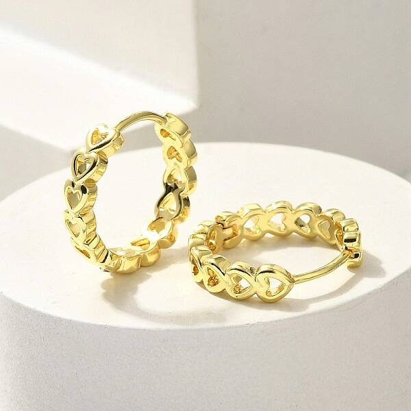Brass Clear Cubic Zirconia Hoop Earrings