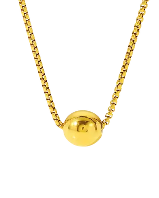 18K Gold Pendant Necklace with Round Ball
