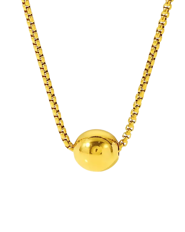18K Gold Pendant Necklace with Round Ball