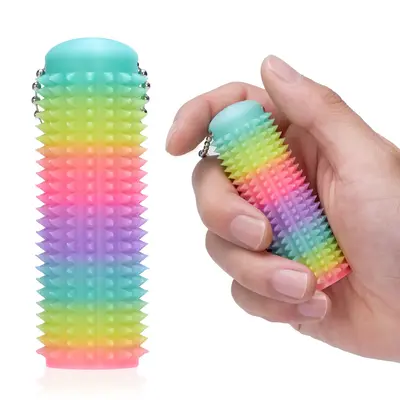 Little Ouchies Pain Stimming Spiky Sensory Fidget Keychain Toys for Adults Color-Changing and Glow in Dark for ADHD Stress Re...