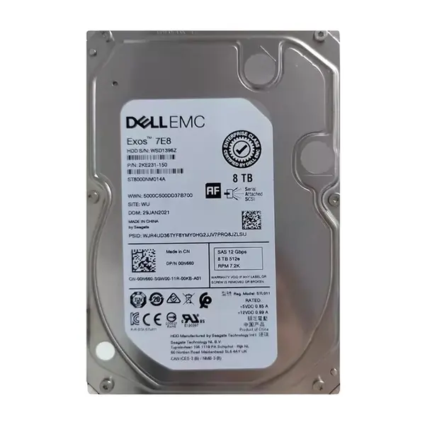 0N660 Dell 8TB 12Gb/s SAS 7200 3.5-Inch Hard Drive