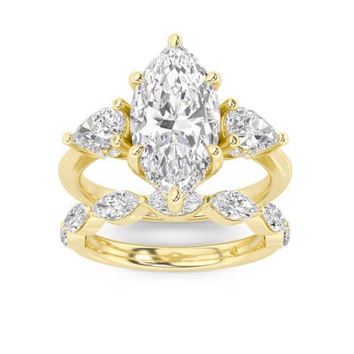 Celestia Lab Grown Marquise Diamond Engagement Ring with The Elara Wedding Band | 10K Yellow Gold 3 3/4 ct. tw.