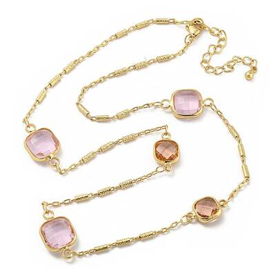 Faceted Square Glass Beads Bib Necklaces