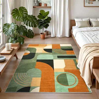 Garvee 3x5 Washable Boho Geometric Rug - Soft Low Pile, Non-Slip TPR Backing - Durable Polyester, Stain-Resistant, Kid & Pet ...
