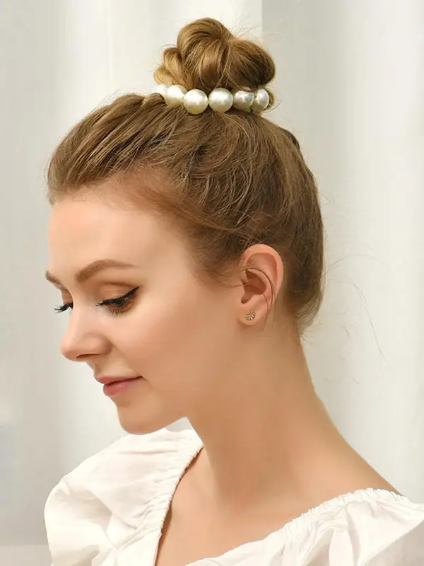 Women's Elegant Faux Pearl Decorated Hair Tie for Summer, Exquisite Trendy Hair Tie, Fashionable Hair Accessories for Women &...