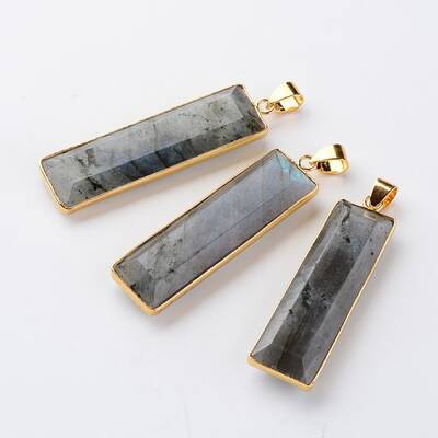 Faceted Rectangle Natural Labradorite Pendants