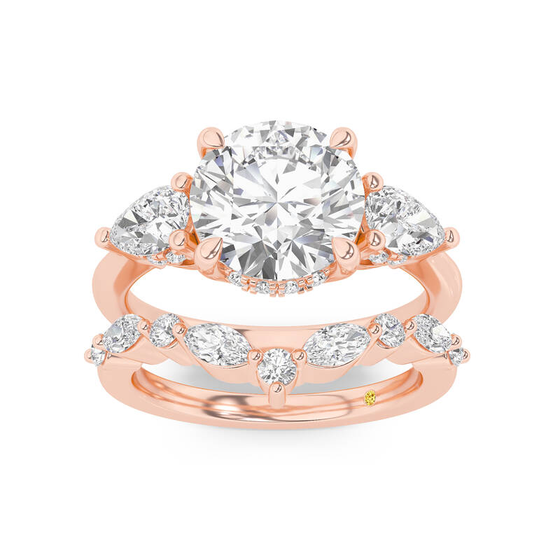 Celestia Lab Grown Round Diamond Engagement Ring with The Angelina Wedding Band | 18K Rose Gold 3 1/2 ct. tw.