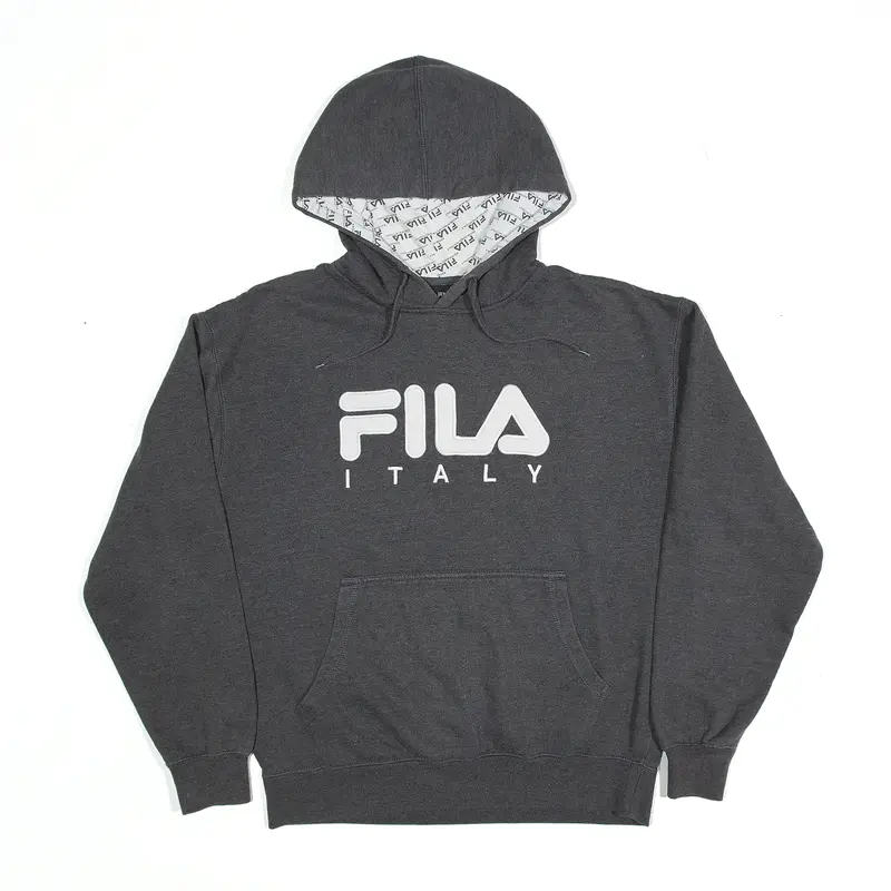 FILA Italy Hoodie Grey Pullover Mens S