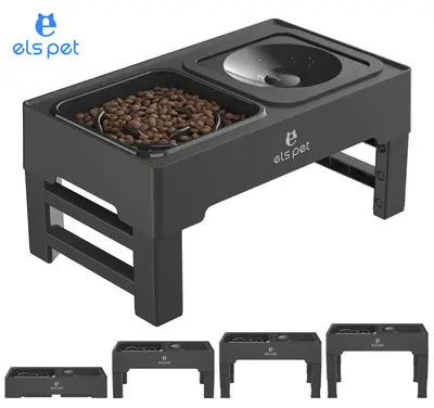 ELS PET Elevated Dog Bowls, Adjustable Raised Dog Bowls