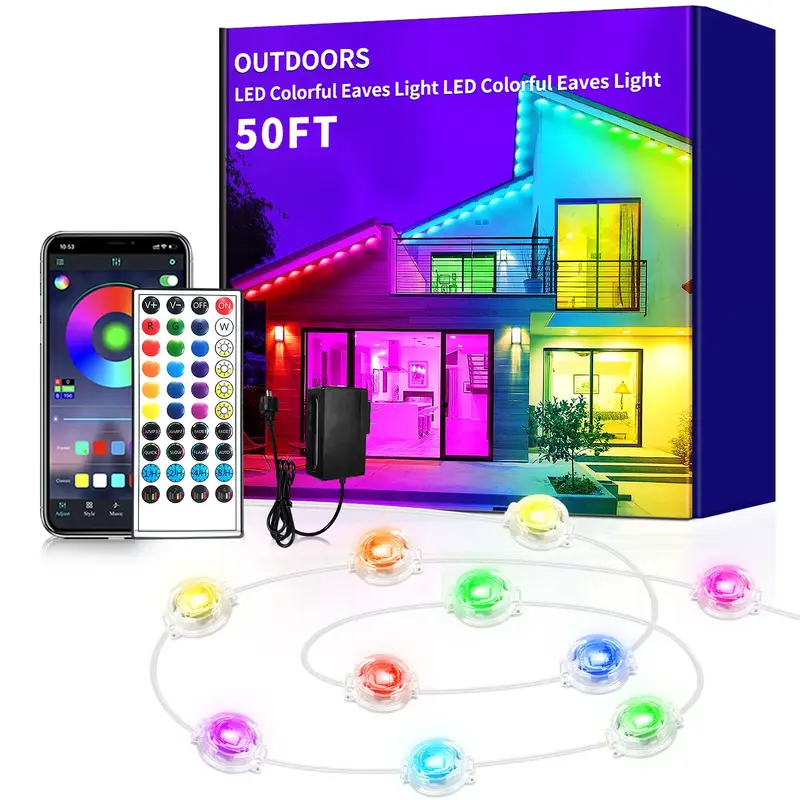 Permanent Outdoor Lights for House,RGB Eaves Lights with App & Remote Control, Outdoor String LED IP67 Waterproof for Christm...