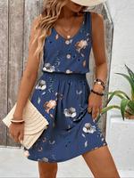 Women's Floral Print Tank Dress, Casual Sleeveless V Neck Short Dress for Holiday Vacation Daily Wear, Ladies Clothes for All...