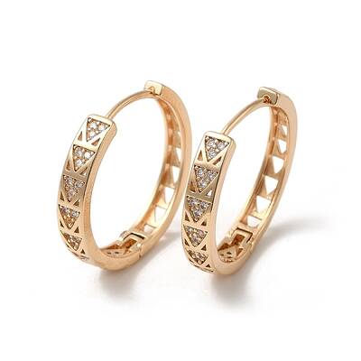 Brass Micro Pave Cubic Zirconia Hoop Earrings