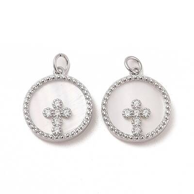 Brass Pendants Pave Shell