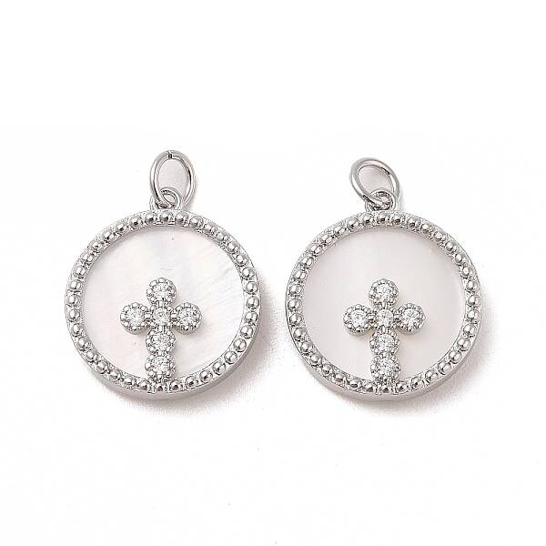 Brass Pendants Pave Shell