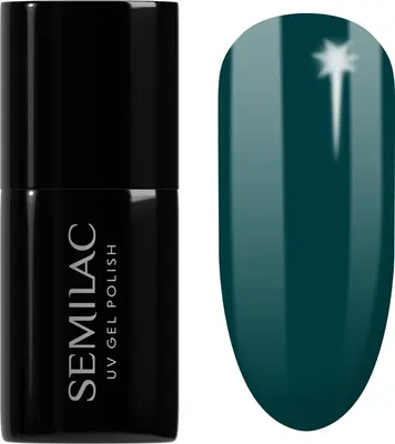 Semilac UV Hybrid Winter Collection Gel Nail Polish with UV/LED Lamp Color 606 Cool Green 7 ml