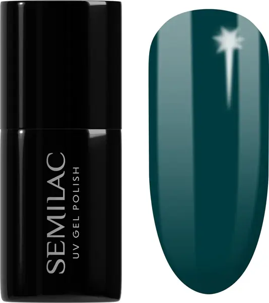 Semilac UV Hybrid Winter Collection Gel Nail Polish with UV/LED Lamp Color 606 Cool Green 7 ml