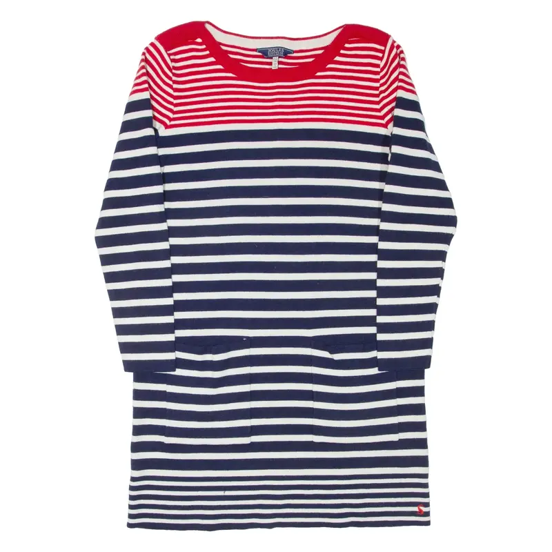 JOULES Womens Jumper Dress Blue Striped Long Sleeve Knee Length UK 12