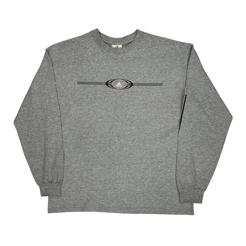Adidas Long Sleeve T-Shirt - Large Grey Cotton Blend